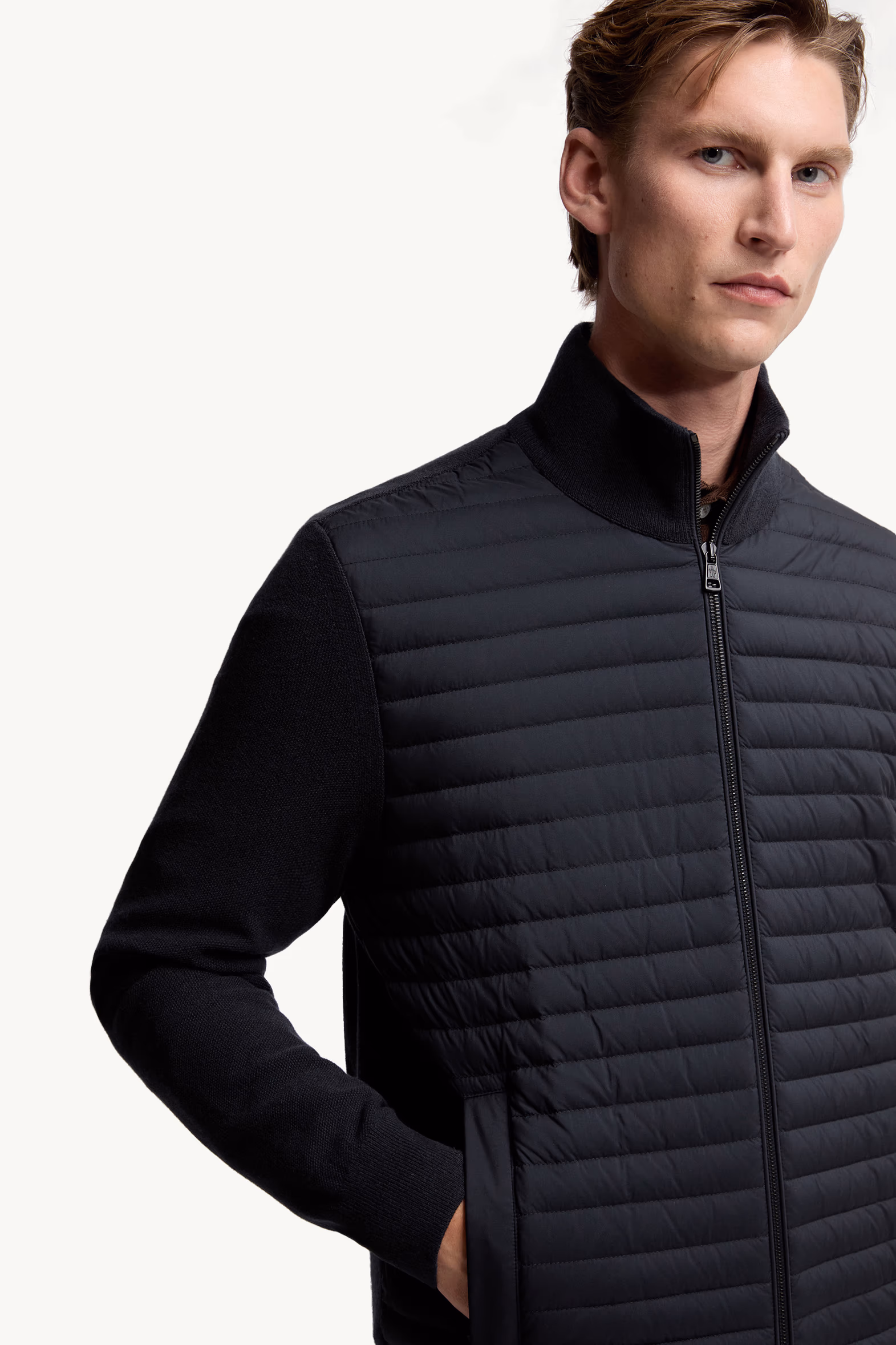 Padded Wool & Cashmere Zip-Up Cardigan Men Blue Moncler 6